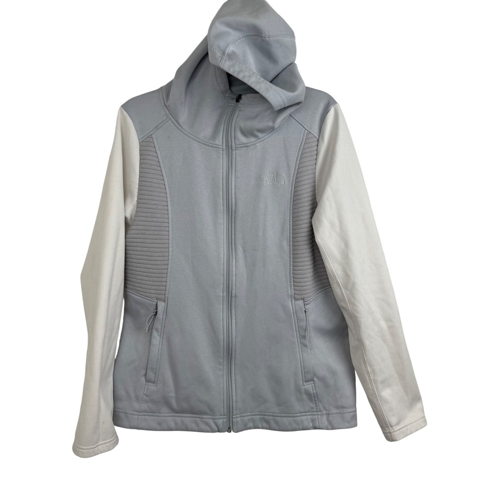 The North Face Women's L Gray Softshell Fleece Hoodie Jacket Full Zip Outdoor